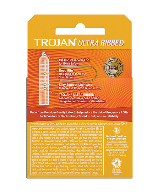 Trojan Trojan Ultra Ribbed Condoms - Box of 3 - Image 3