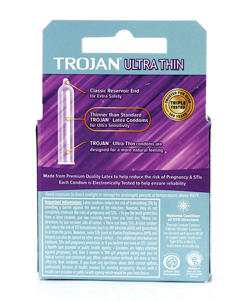 Trojan Trojan Ultra Thin Lubricated Condoms - Box of 3 - Image 2