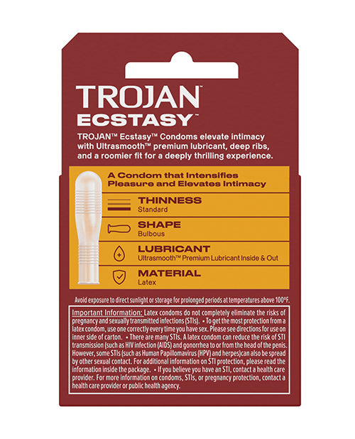 Trojan Trojan Ultra Ribbed Ecstasy Condoms - Box of 3 - Image 3