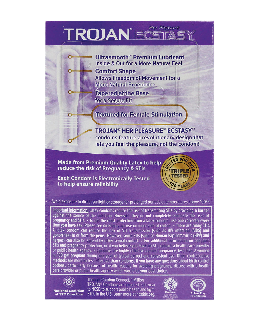 Trojan Trojan Her Pleasure Ecstasy Condoms - Box of 10 - Image 2