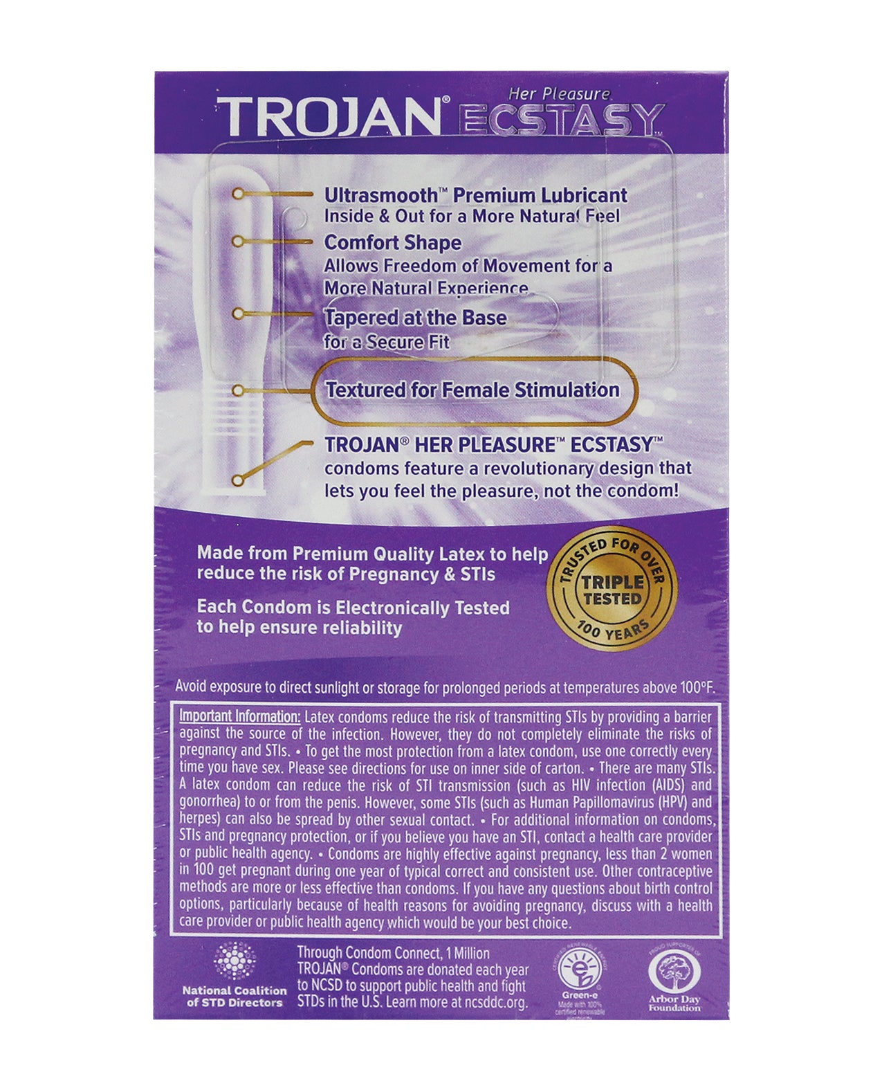 Trojan Trojan Her Pleasure Ecstasy Condoms - Box of 10 - Image 2