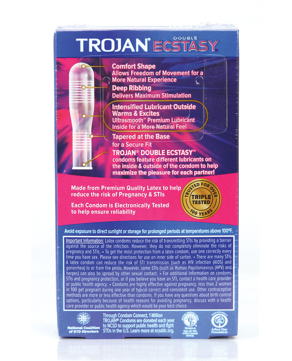 Trojan Trojan Double Ecstasy Condoms - Box of 10 - Image 2