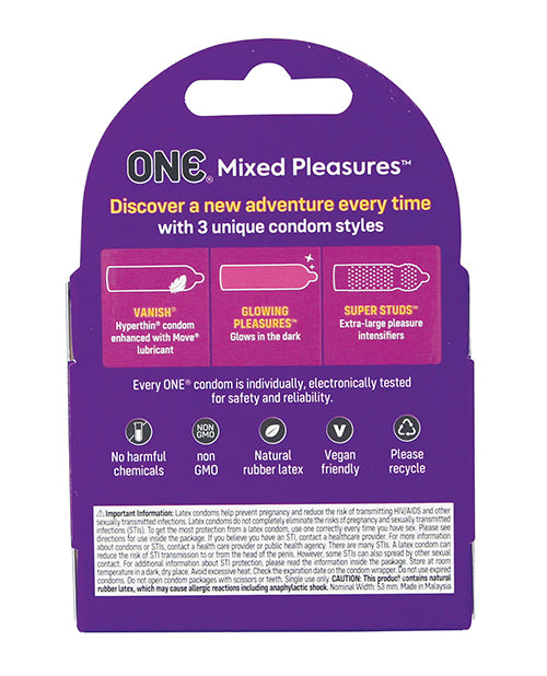 One ONE Mixed Pleasures Condoms - Box of 3 - Image 2
