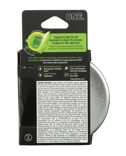 One ONE Glowing Pleasures Condoms - Box of 3 - Image 2