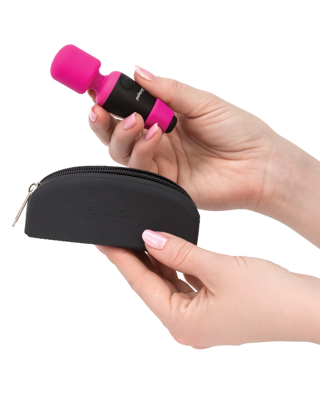 Palm Power Palm Power Pocket Mini Wand Vibrator - Fuschia/Black - Image 5