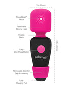 Palm Power Palm Power Pocket Mini Wand Vibrator - Fuschia/Black - Image 6