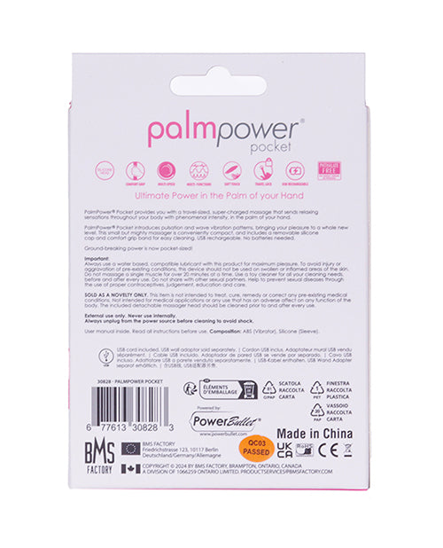 Palm Power Palm Power Pocket Mini Wand Vibrator - Fuschia/Black - Image 7