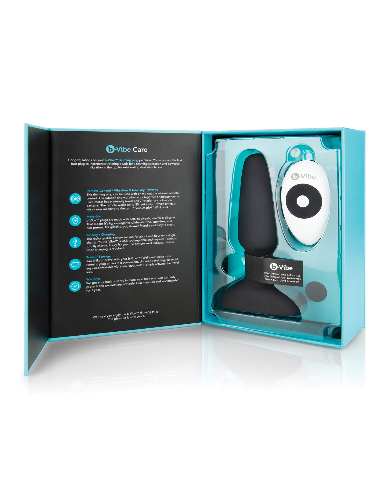 b-vibe b-Vibe Rimming Plug 2 with Rotating Beads - Black - Image 4