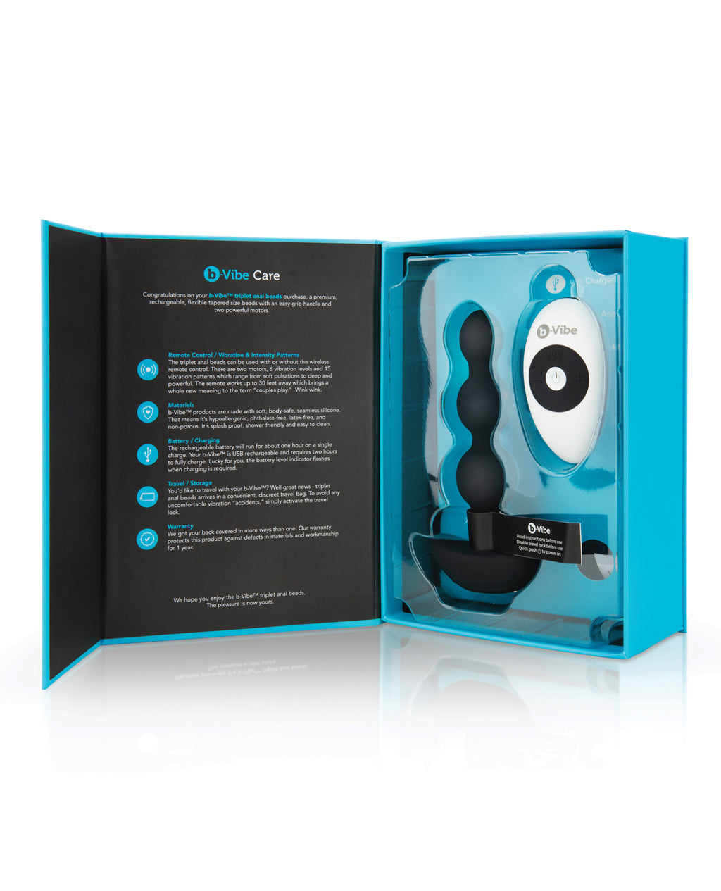 b-vibe b-Vibe Triplet Anal Beads with Dual Motors - Black - Image 4