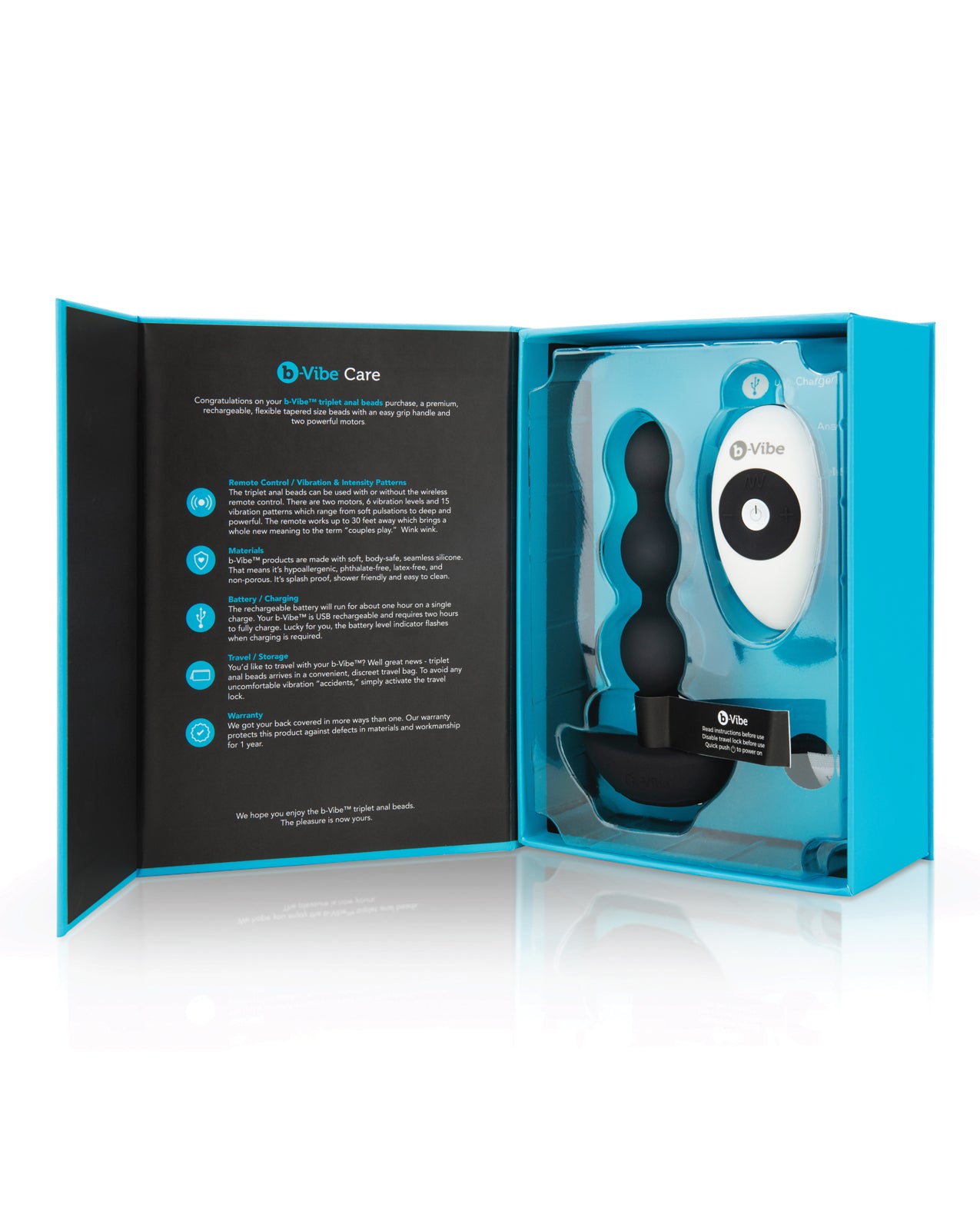b-vibe b-Vibe Triplet Anal Beads with Dual Motors - Black - Image 4
