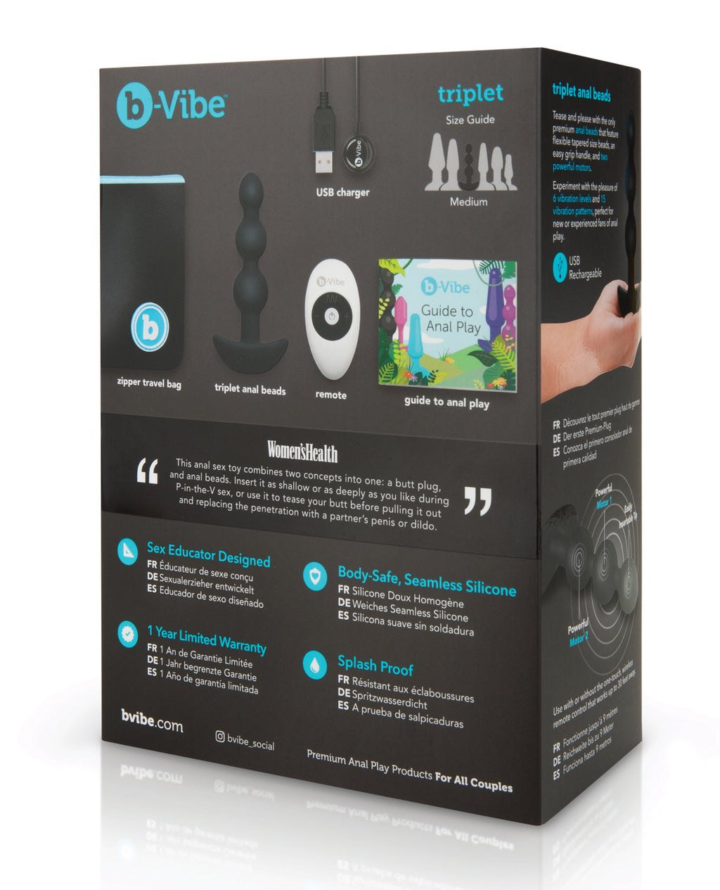 b-vibe b-Vibe Triplet Anal Beads with Dual Motors - Black - Image 5