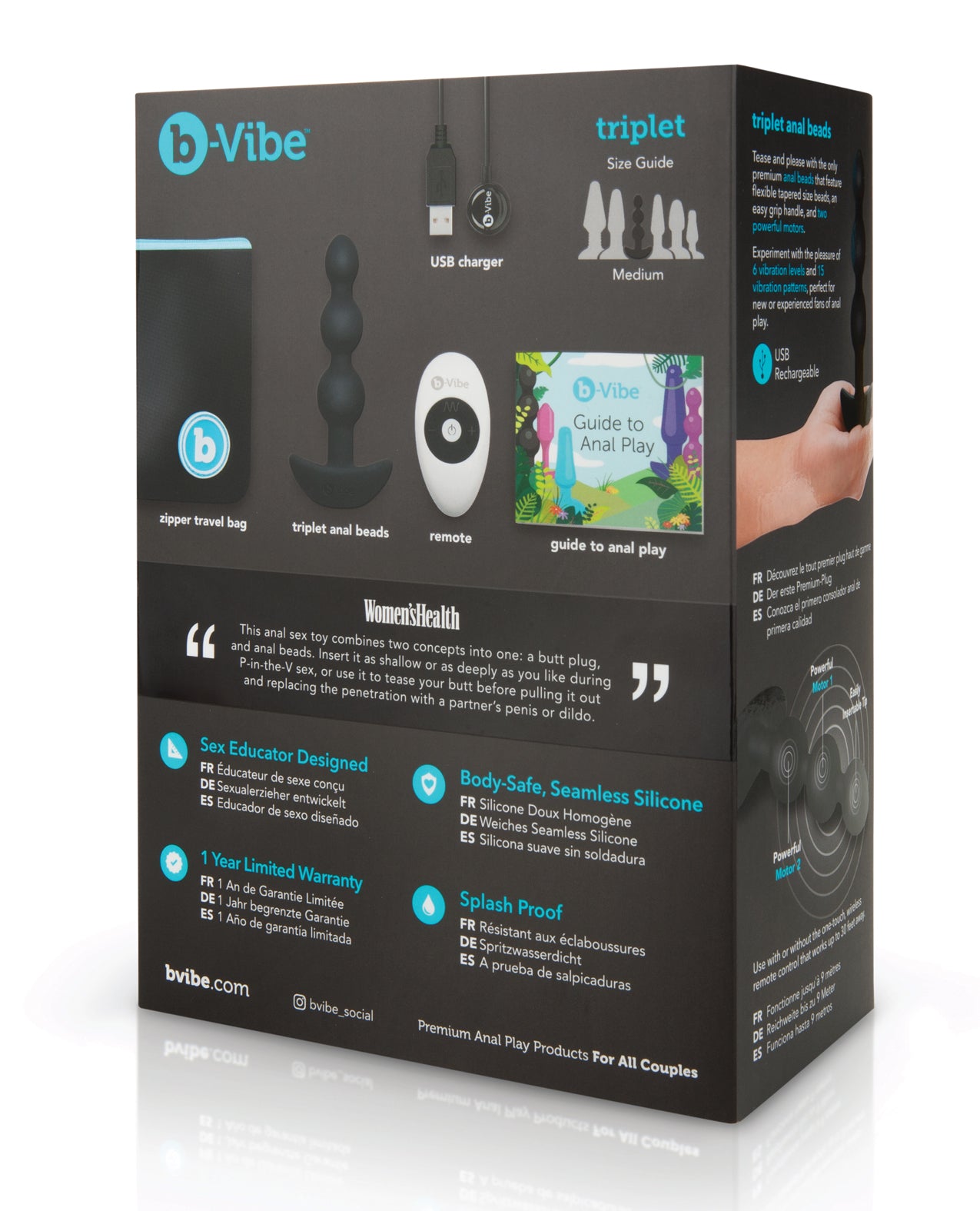 b-vibe b-Vibe Triplet Anal Beads with Dual Motors - Black - Image 5