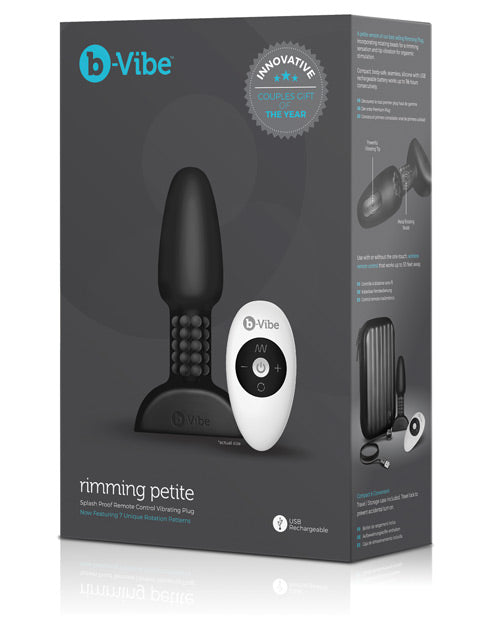 b-vibe b-Vibe Petite Rimming Plug with Rotating Beads - Black - Image 4