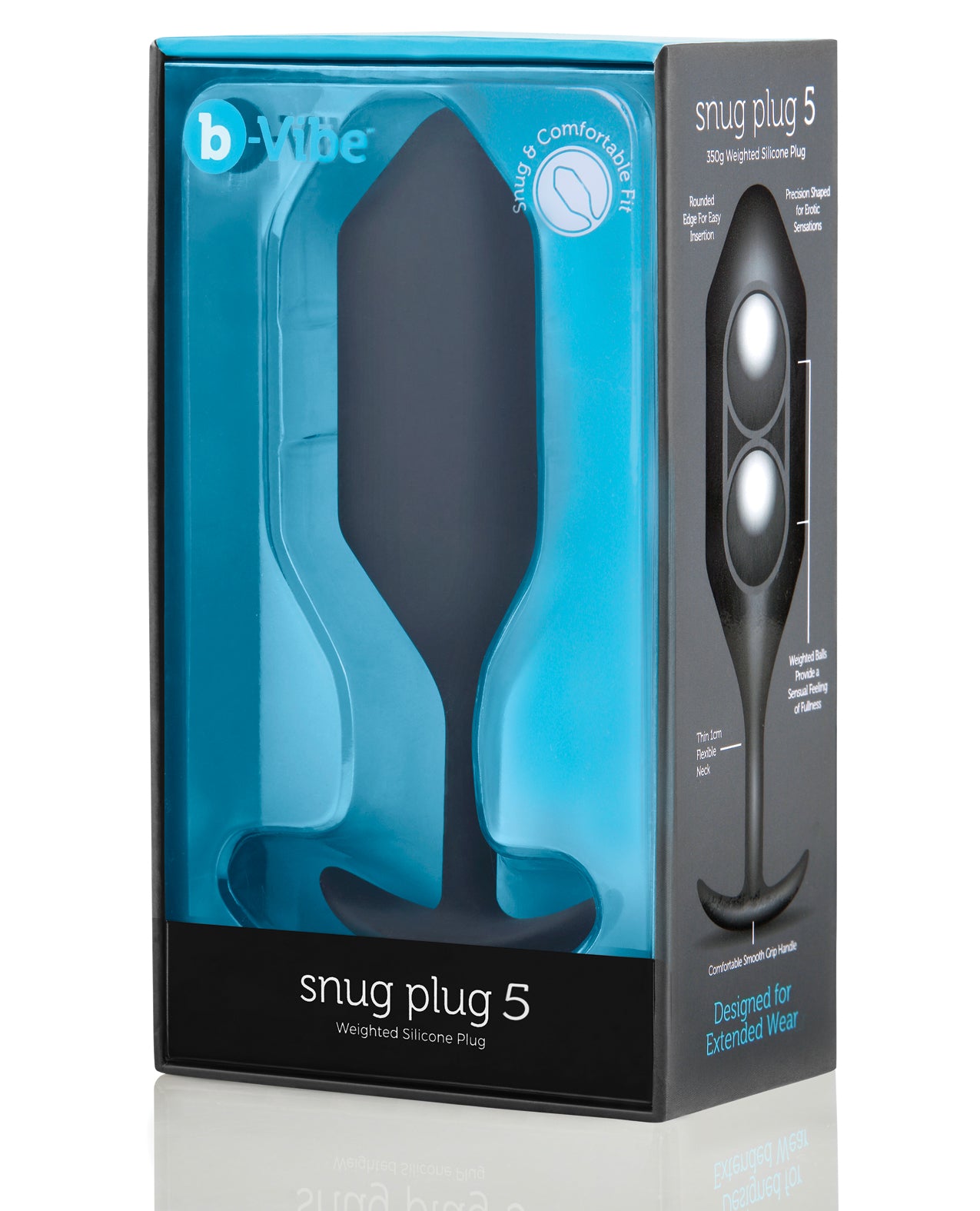 b-vibe b-Vibe Snug Plug 5 - 350g Weighted - Black - Image 3