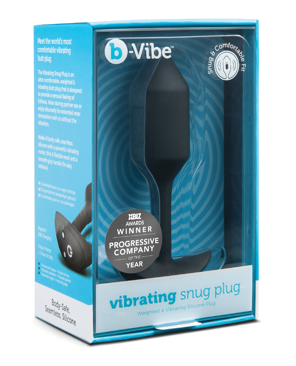 b-vibe b-Vibe Vibrating Snug Plug 2 / Medium - 112g - Black - Image 4