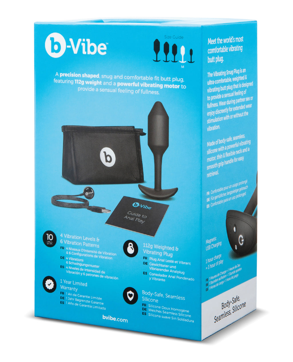b-vibe b-Vibe Vibrating Snug Plug 2 / Medium - 112g - Black - Image 5
