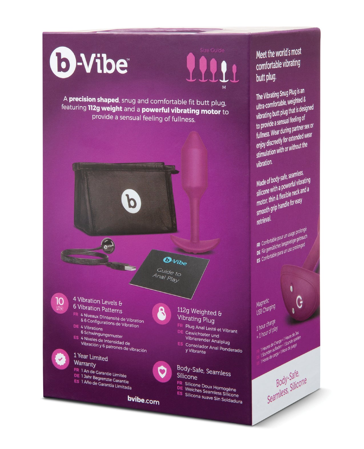 b-vibe b-Vibe Vibrating Snug Plug 2 / Medium - 112g - Rose - Image 5