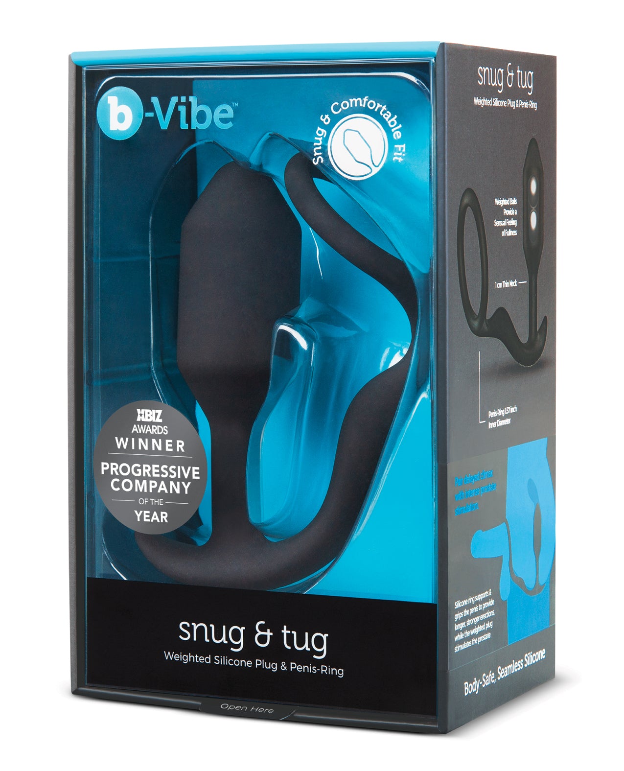 b-vibe b-Vibe Snug & Tug - 128g - Plug & Penis Ring - Black - Image 4