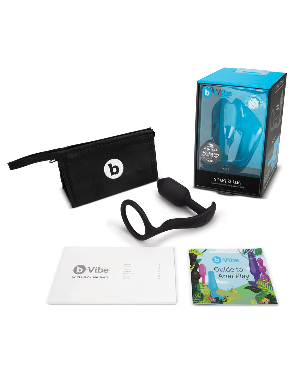 b-vibe b-Vibe Snug & Tug - 128g - Plug & Penis Ring - Black - Image 3