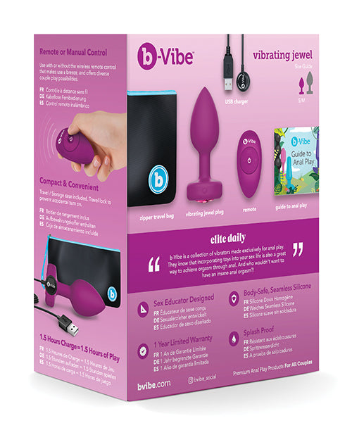 b-vibe b-Vibe Vibrating Jewel Plug Small/Medium - Fuchsia - Image 5