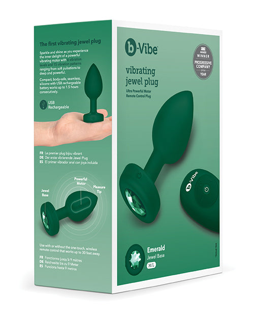 b-vibe b-Vibe Vibrating Jewel Plug Medium/Large - Emerald Green - Image 4