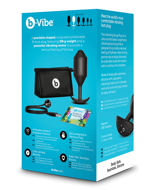 b-vibe b-Vibe Vibrating Snug Plug 5 / XXL - 318g - Black - Image 5