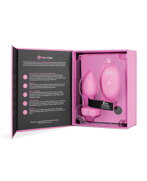 b-vibe b-Vibe Vibrating Heart Plug S/M - Pink - Image 3