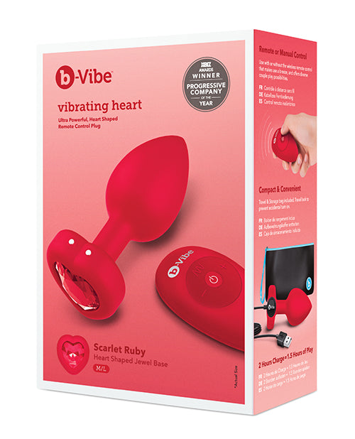 b-vibe b-Vibe Vibrating Heart Plug M/L - Red - Image 2
