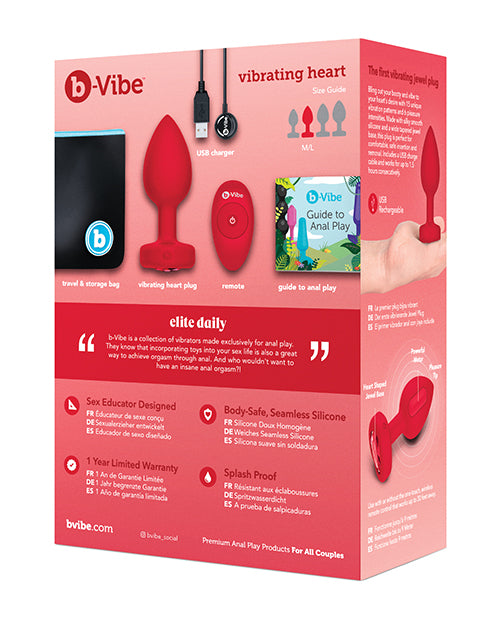 b-vibe b-Vibe Vibrating Heart Plug M/L - Red - Image 4