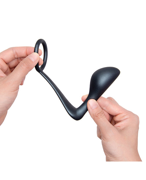 b-vibe b-Vibe Butties Ringer Cock Ring & Prostate Plug - Black - Image 4