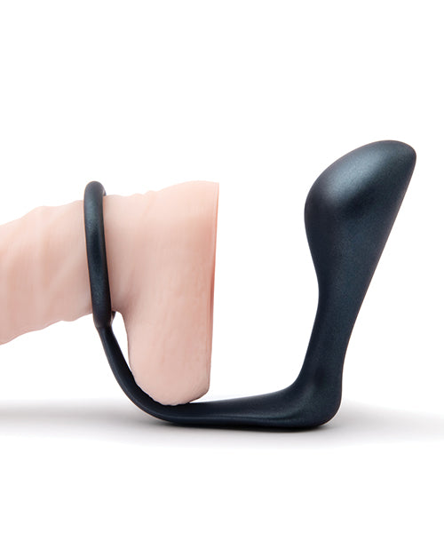 b-vibe b-Vibe Butties Ringer Cock Ring & Prostate Plug - Black - Image 2