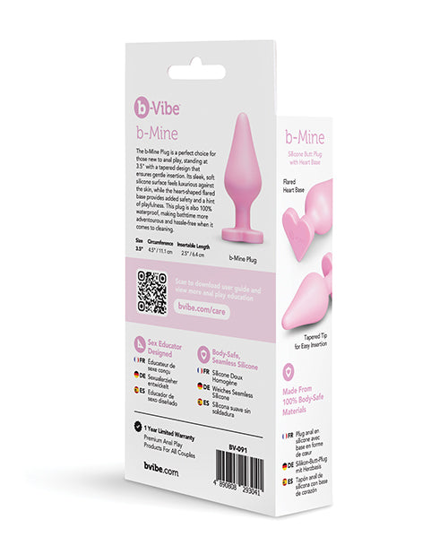 b-vibe b-Vibe B-Mine Butties Silicone Butt Plug with Heart Base - Pink - Image 6