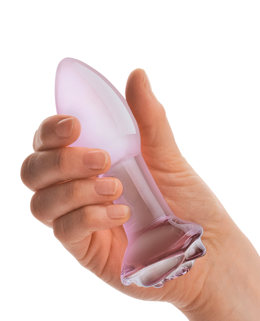 Glas Glas 5" Rosebud Glass Butt Plug - Pink - Image 3