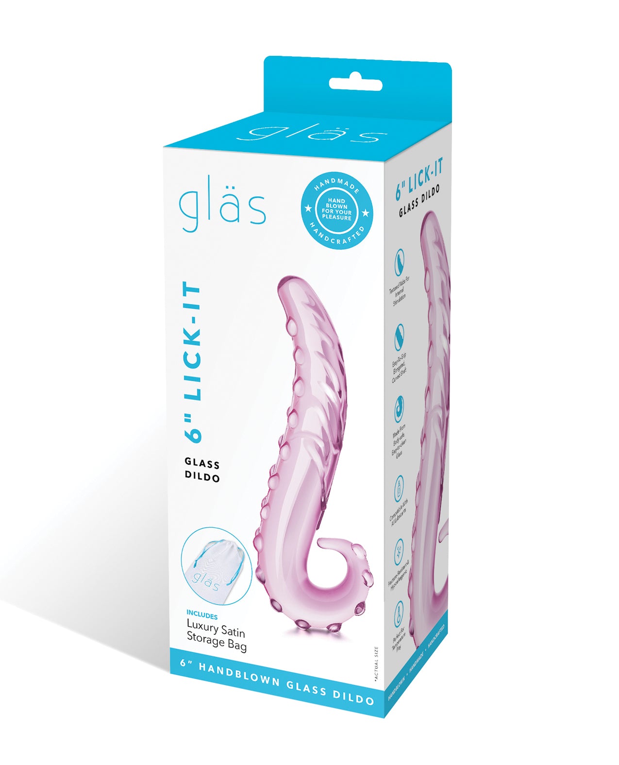 Glas Glas 6" Lick-It Glass Dildo - Pink - Image 5