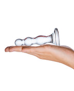 Glas Glas 4" Triple Play Beaded Butt Plug - Clear - Image 3