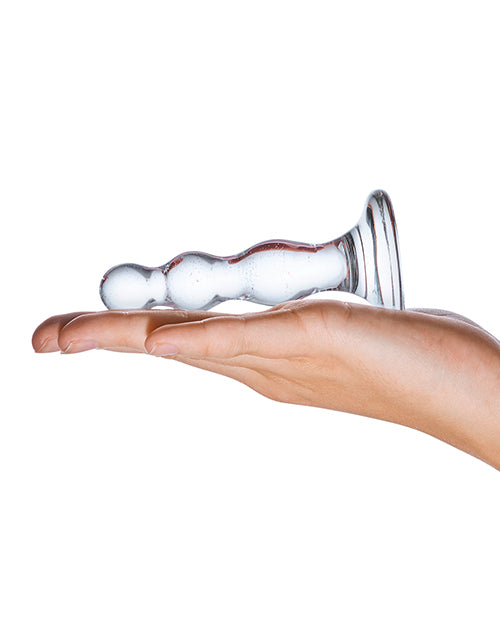 Glas Glas 4" Triple Play Beaded Butt Plug - Clear - Image 3