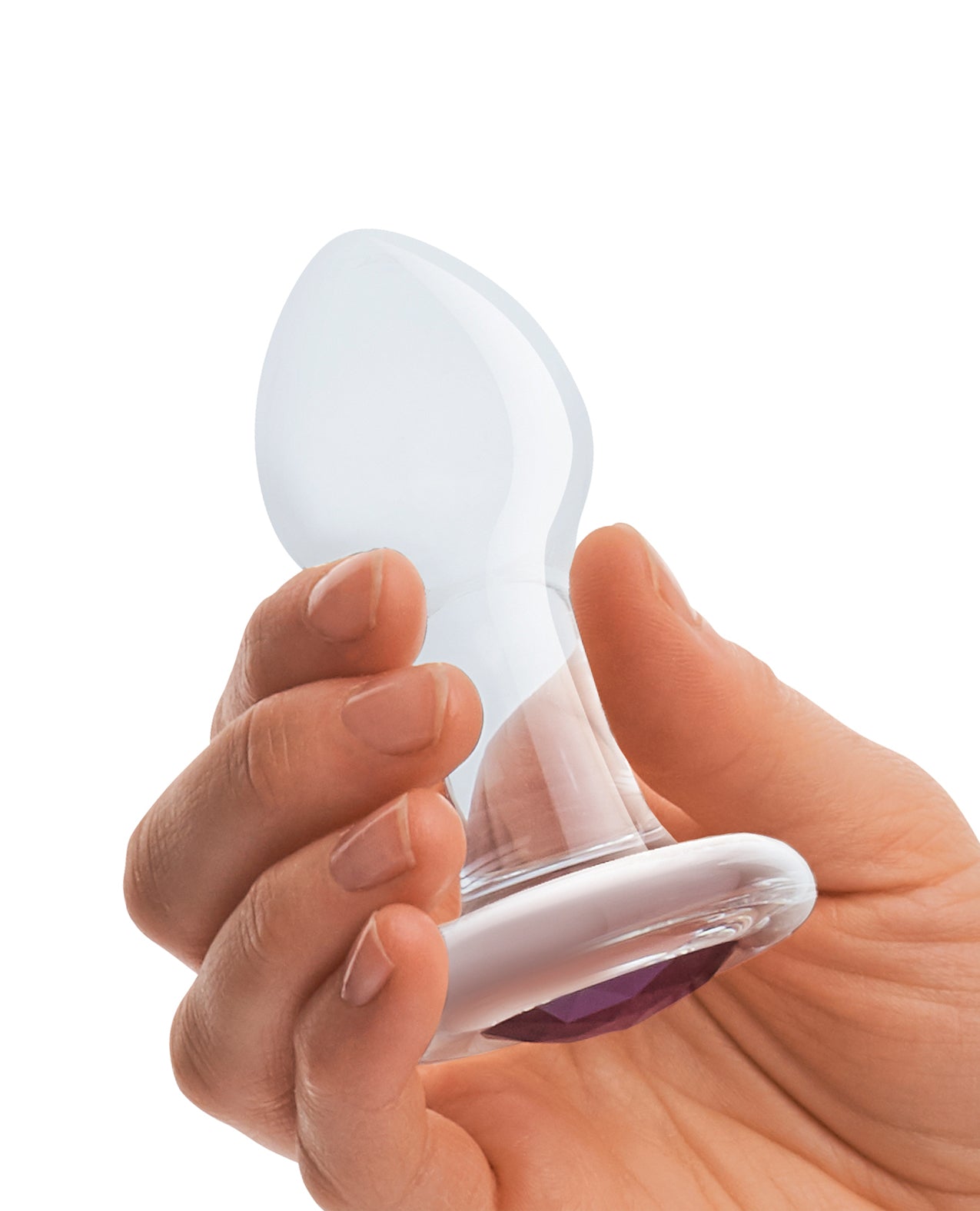 Glas Glas 3.5" Bling Bling Glass Butt Plug - Clear - Image 3