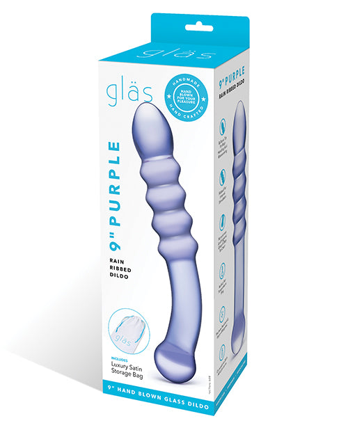 Glas Glas 9" Purple Rain Ribbed Glass Dildo - Image 2