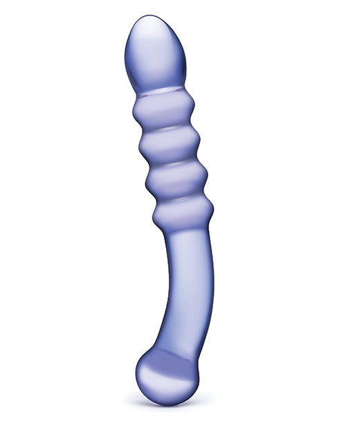 Glas Glas 9" Purple Rain Ribbed Glass Dildo