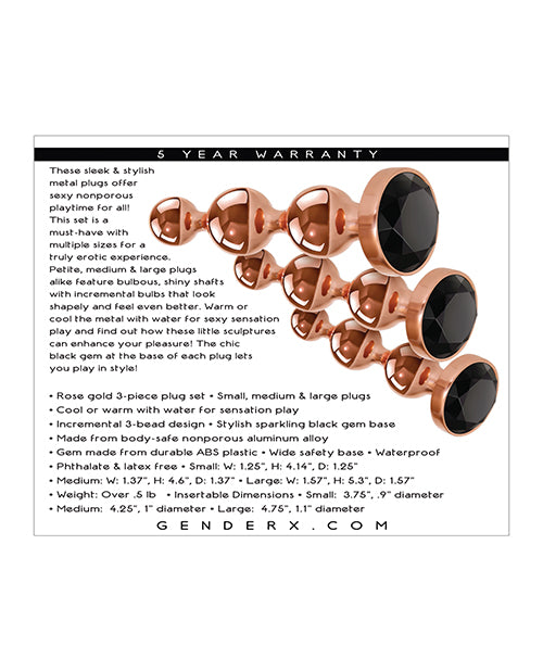 Gender X Gender X Gold Digger 3-Piece Metal Plug Set - Rose Gold/Black - Image 4