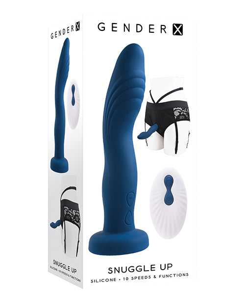 Gender X Gender X Snuggle Up Dual Motor Strap-On Vibe with Harness - Blue - Image 4