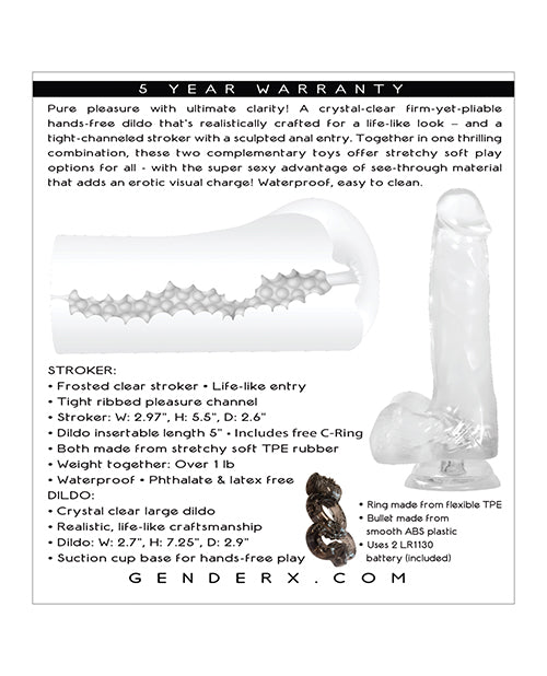 Gender X Gender X Clearly Combo Dildo & Stroker Set - Clear - Image 2