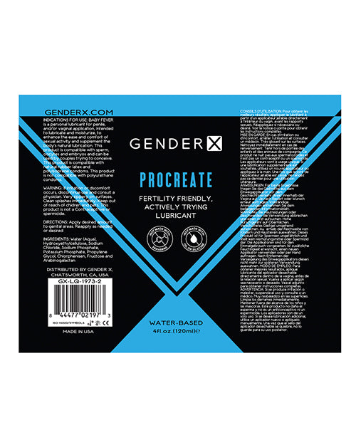 Gender X Gender X Procreate Personal Lubricant - 4 oz - Unscented - Image 3