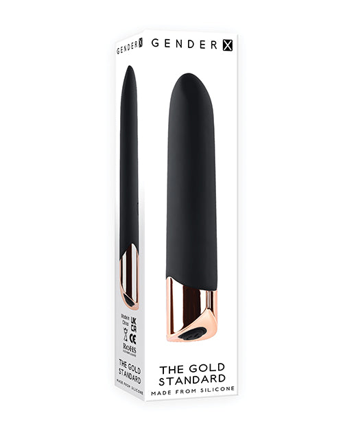 Gender X Gender X The Gold Standard Rechargeable Silicone Bullet - Black/Rose Gold - Image 4