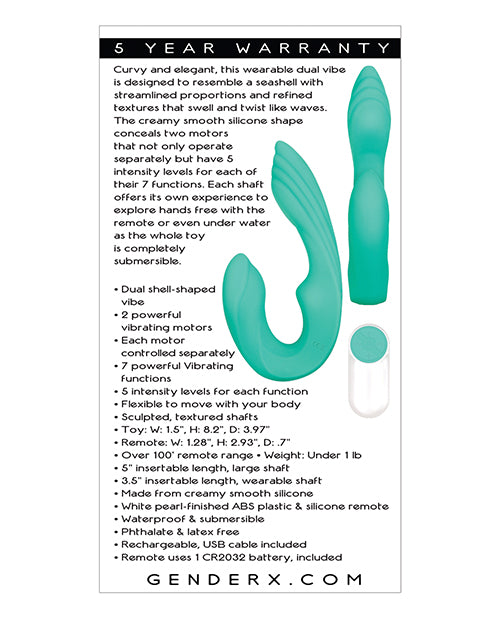 Gender X Gender X Strapless Seashell Dual Vibrator - Teal - Image 5