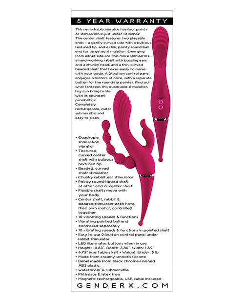 Gender X Gender X Four by Four Vibrator - Burgundy - Image 5