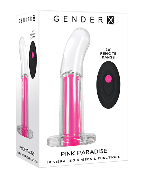 Gender X Gender X Pink Paradise Clear Curved Vibrator with Remote - Clear/Pink - Image 4
