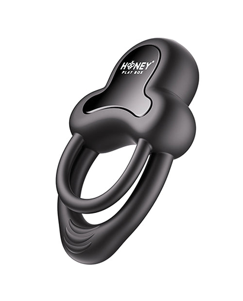Honey Play Box Honey Play Box Anello Vibrating Double Cock Ring with Clitoral Stimulator - Black