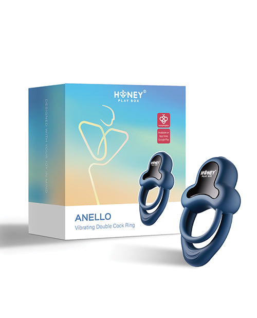 Honey Play Box Honey Play Box Anello Vibrating Double Cock Ring with Clitoral Stimulator - Blue - Image 5