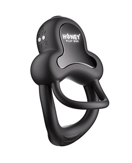 Honey Play Box Honey Play Box Anello Vibrating Double Cock Ring with Clitoral Stimulator - Black - Image 2